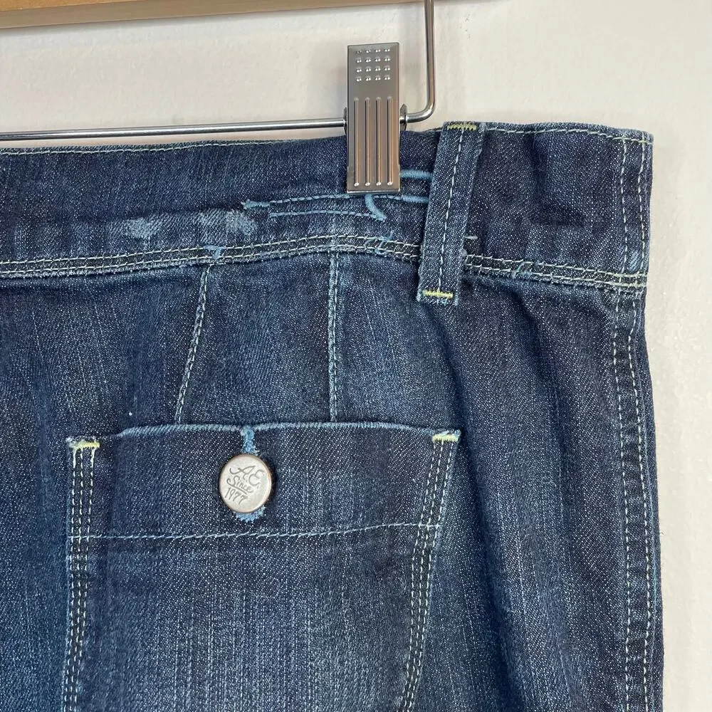 American Eagle Vintage Y2K Mid Rise Wide Leg Flare Trouser Jeans Dark Wash 14